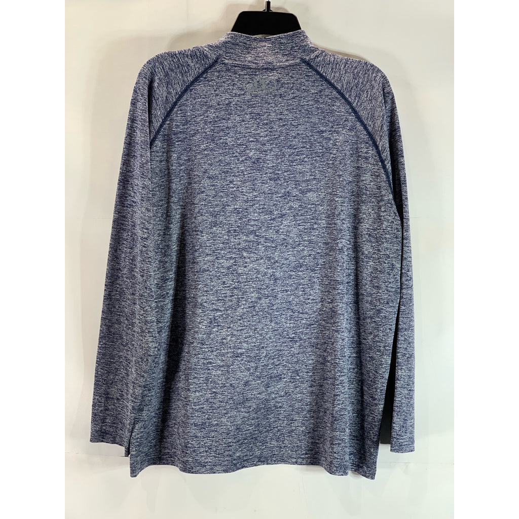 UNDER ARMOUR Men's Blue Pepperdine Waves Quarter-Zip Loose-Fit Shirt SZ XL