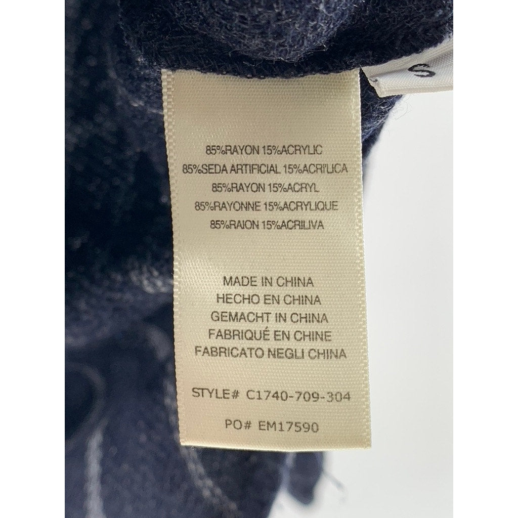 CLOTH & STONE Women's Navy Button-Up Long Sleeve Striped Tulane Top SZ S