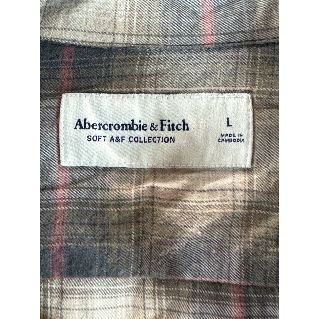 ABERCROMBIIE & FITCH Men's Brown Plaid Button-Up Long Sleeve Shirt SZ L