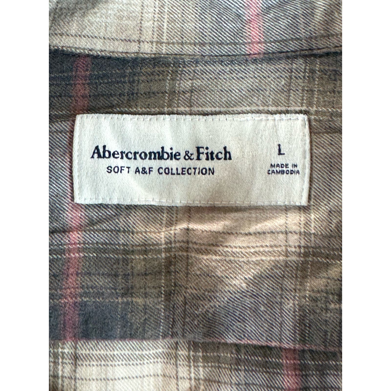 ABERCROMBIIE & FITCH Men's Brown Plaid Button-Up Long Sleeve Shirt SZ L