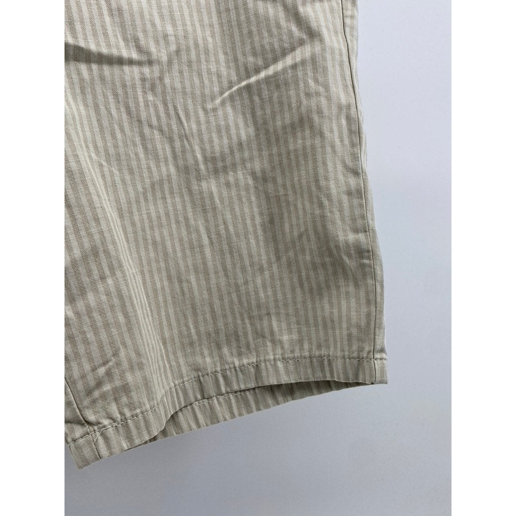 MEYER Men's Beige Pinstripe Modern-Fit B-Palma Chino Shorts SZ 32