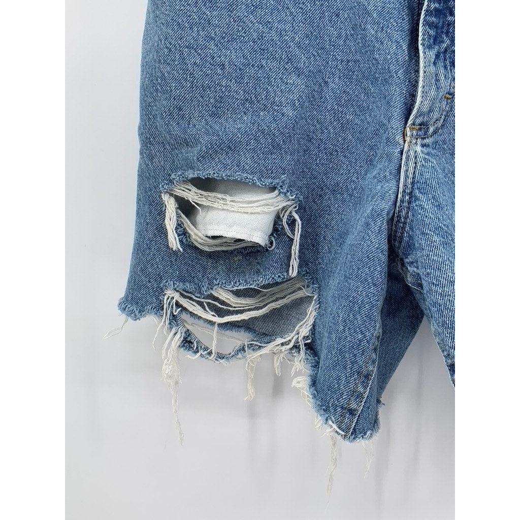 LEE Women's Blue Denim Vintage Distressed Cut-Off Shorts SZ 33