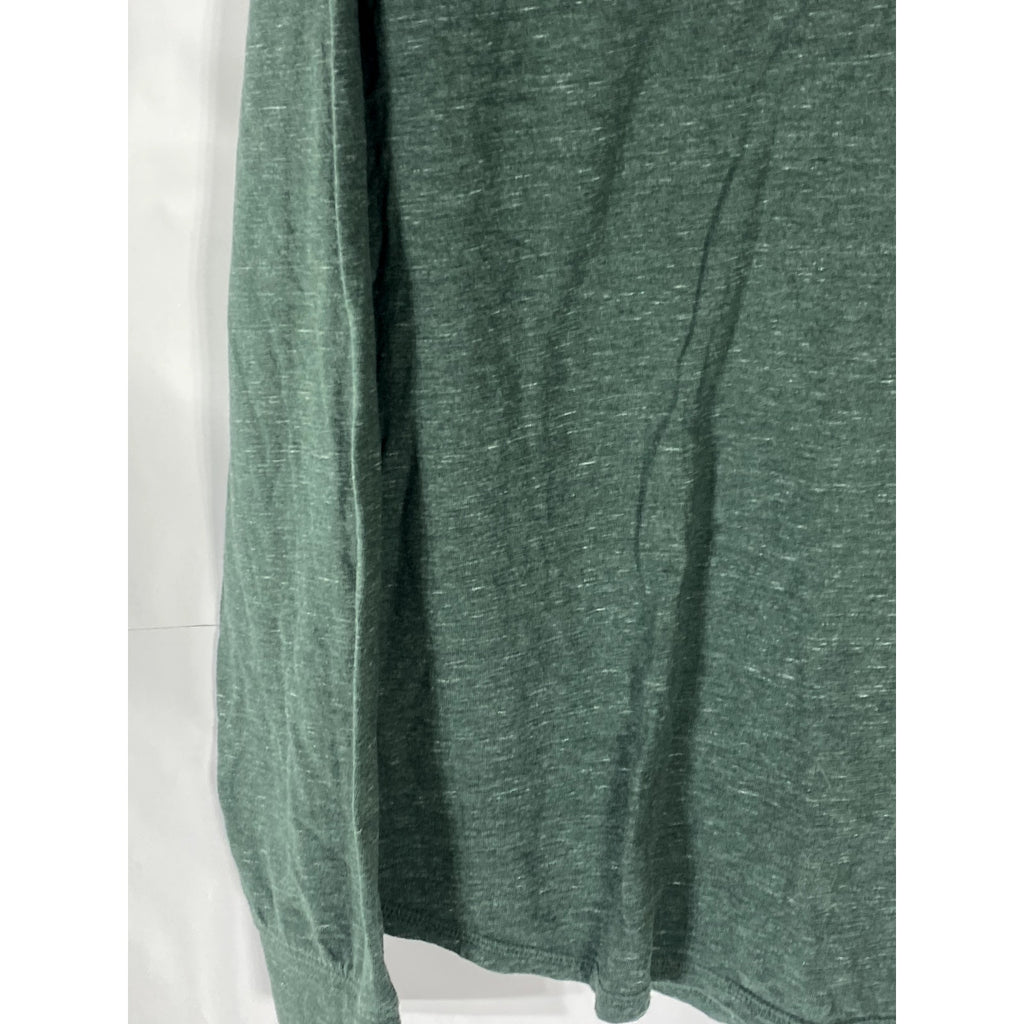GOODFELLOW & CO Men’s Emerald Green Standard Fit Long Sleeve Henley Shirt SZ L