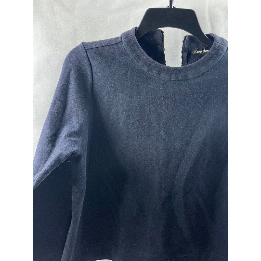 STEVEN ALAN Women's Dark Navy Blue Crewneck Long Sleeve Sweater Top SZ S