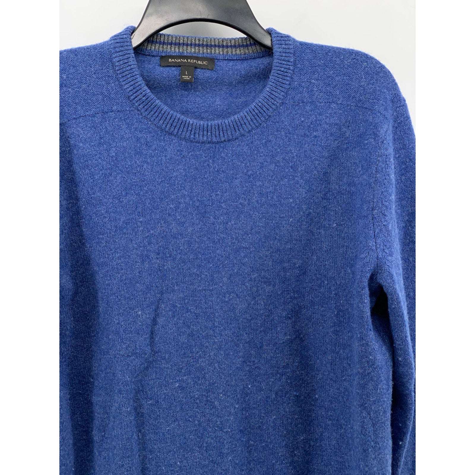 BANANA REPUBLIC Men's Blue Knit Merino-Blend Crewneck Long Sleeve Sweater SZ L