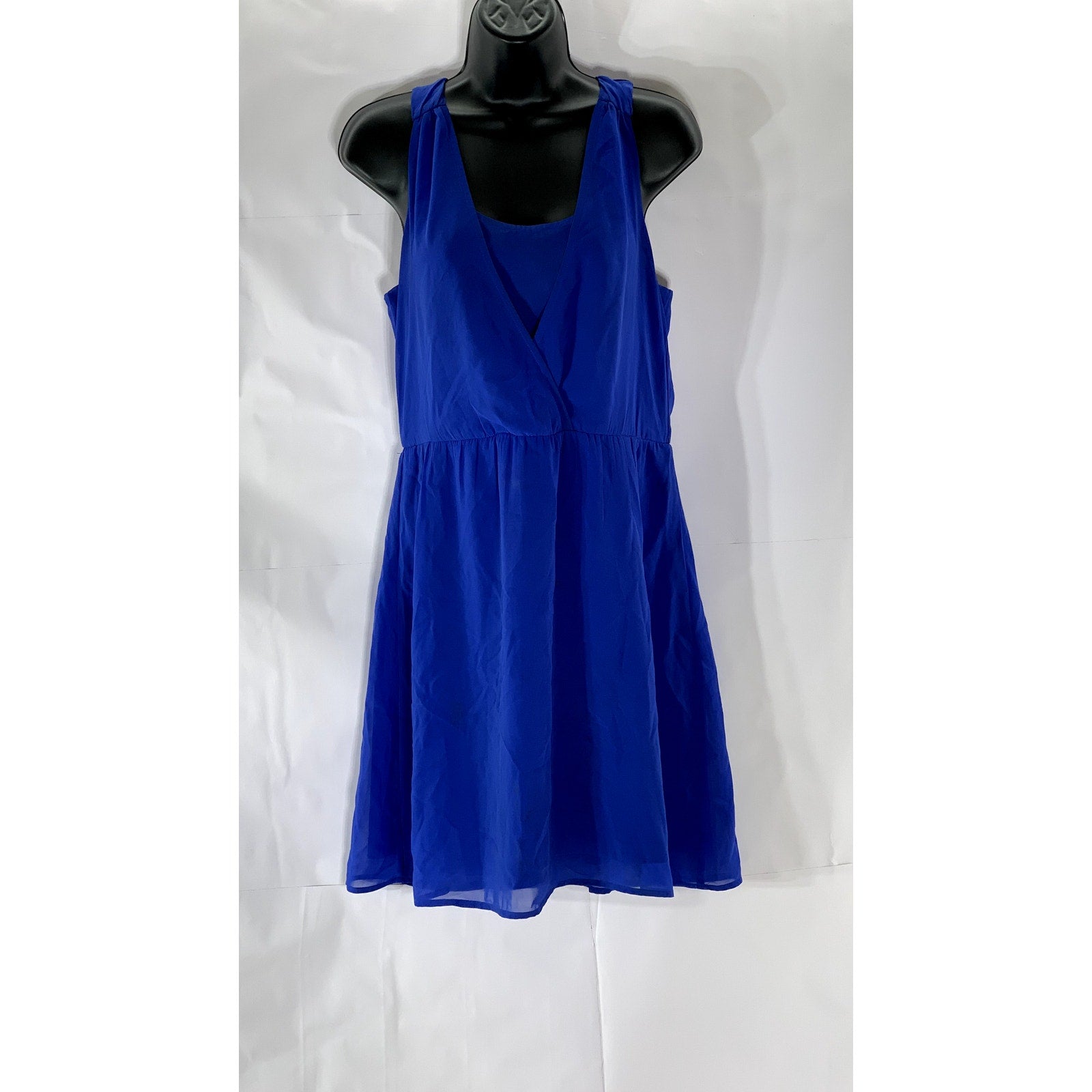 H&M Women's Royal Blue Scoop-Neck Sheer Sleeveless Mini Dress SZ 6