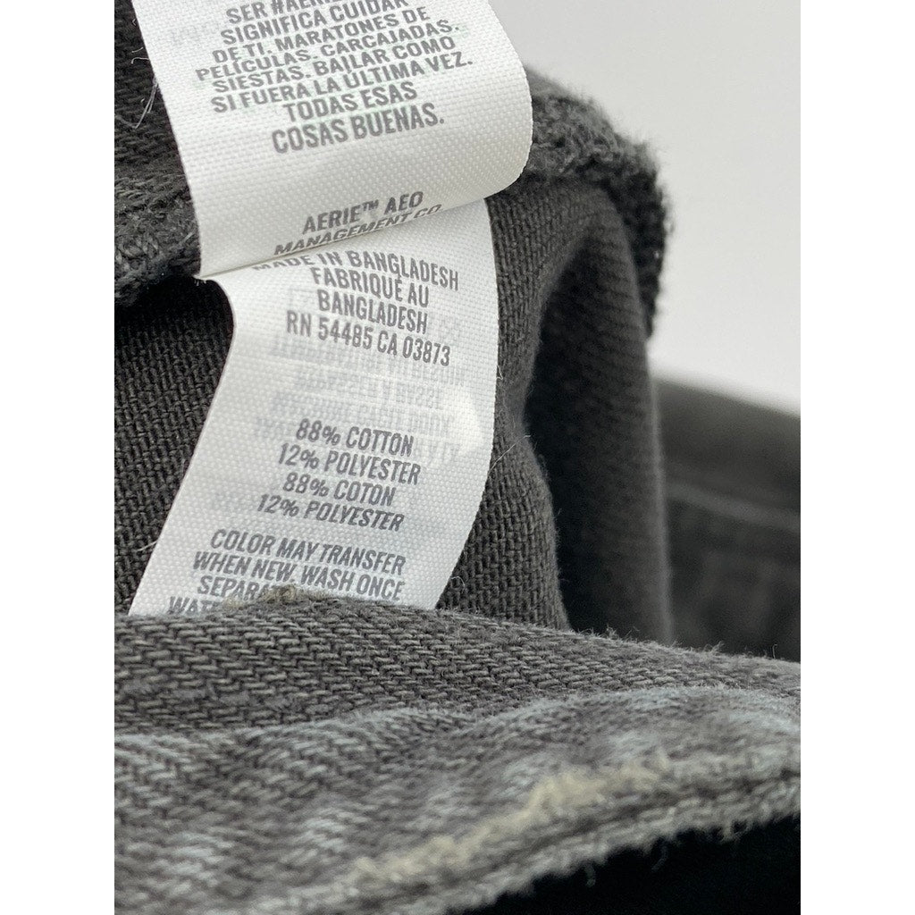 AERIE Women’s Black Denim Adjustable Strap Straight-Leg Overalls SZ XS
