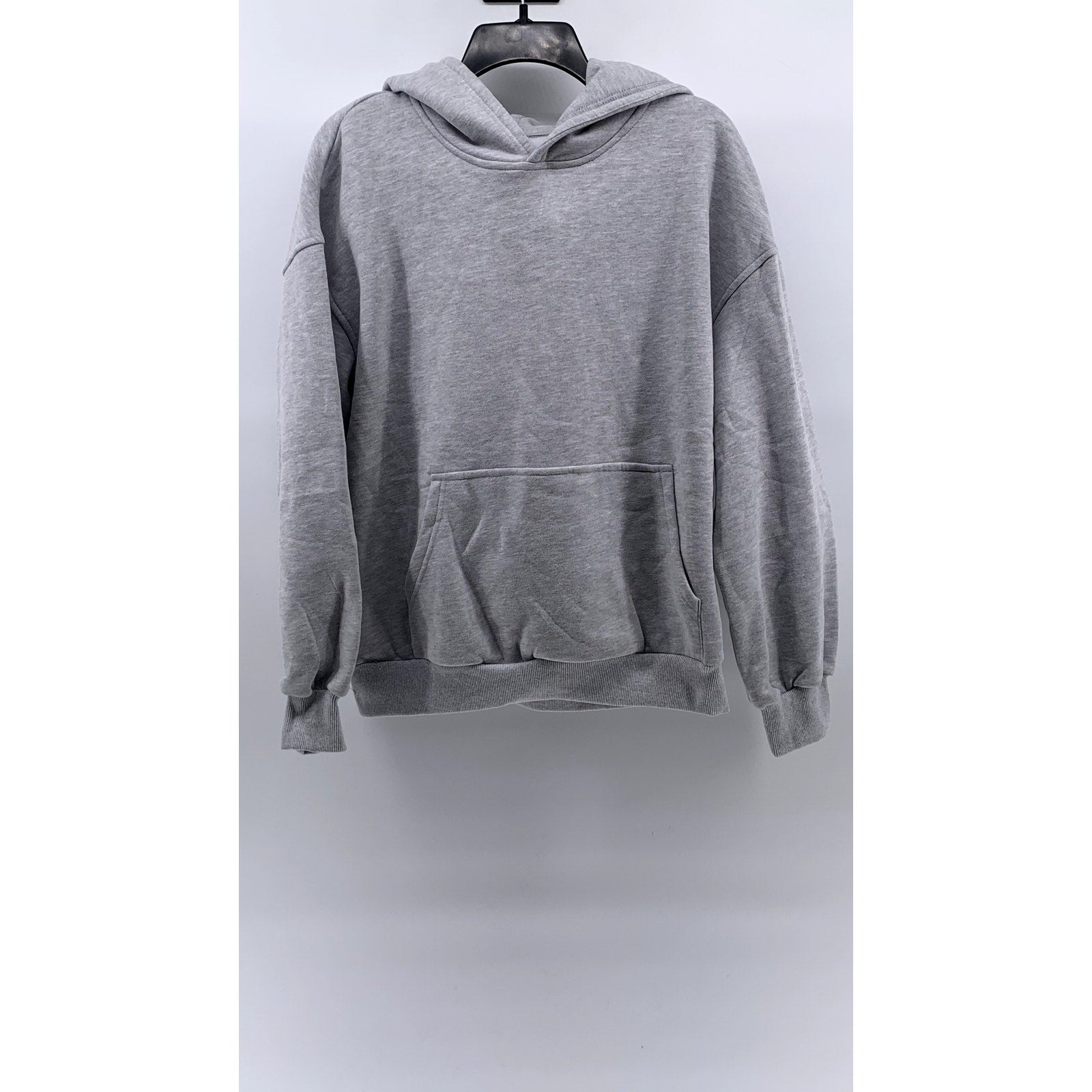 ANRABESS Women's Light Gray Fleece Drop Shoulder Pullover Hoodie SZ M
