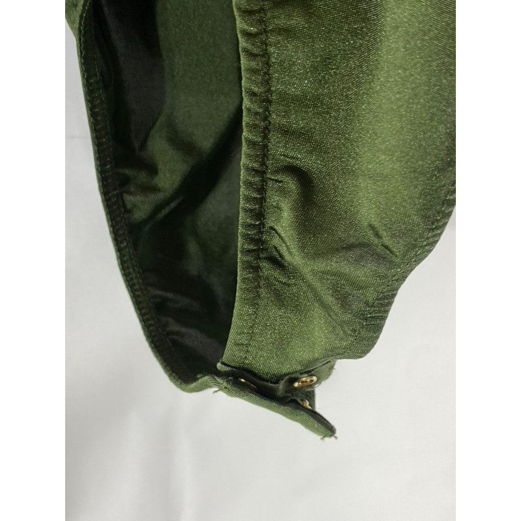 FOREVER 21 Women’s Dark Green Back Cutout Turtleneck Long Sleeve Bodysuit SZ S