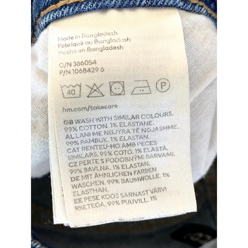 DIVIDED By H&M Women's Dark Blue Frayed Hem Tapered-Leg Five-Pocket Jean SZ 12