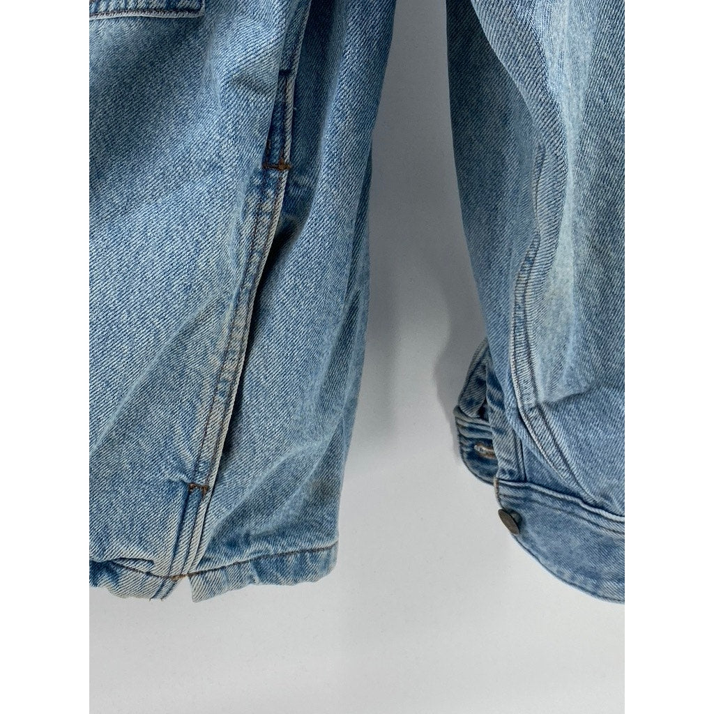 MADEWELL Men’s Highbury Wash Blue Denim Relaxed-Fit Button-Up Shirt Jacket SZ S