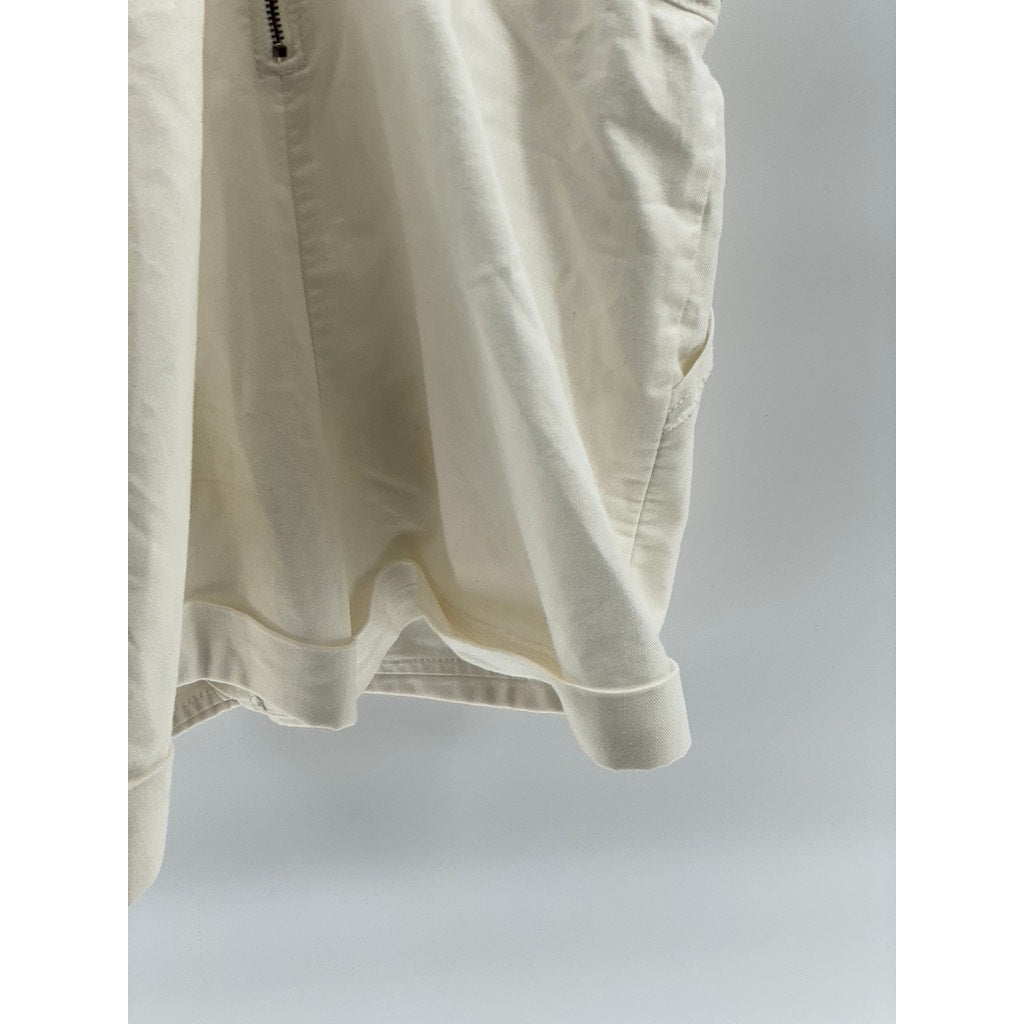 GREYLIN Women's White Denim Back-Zip Short Style Cuffed Overall SZ S