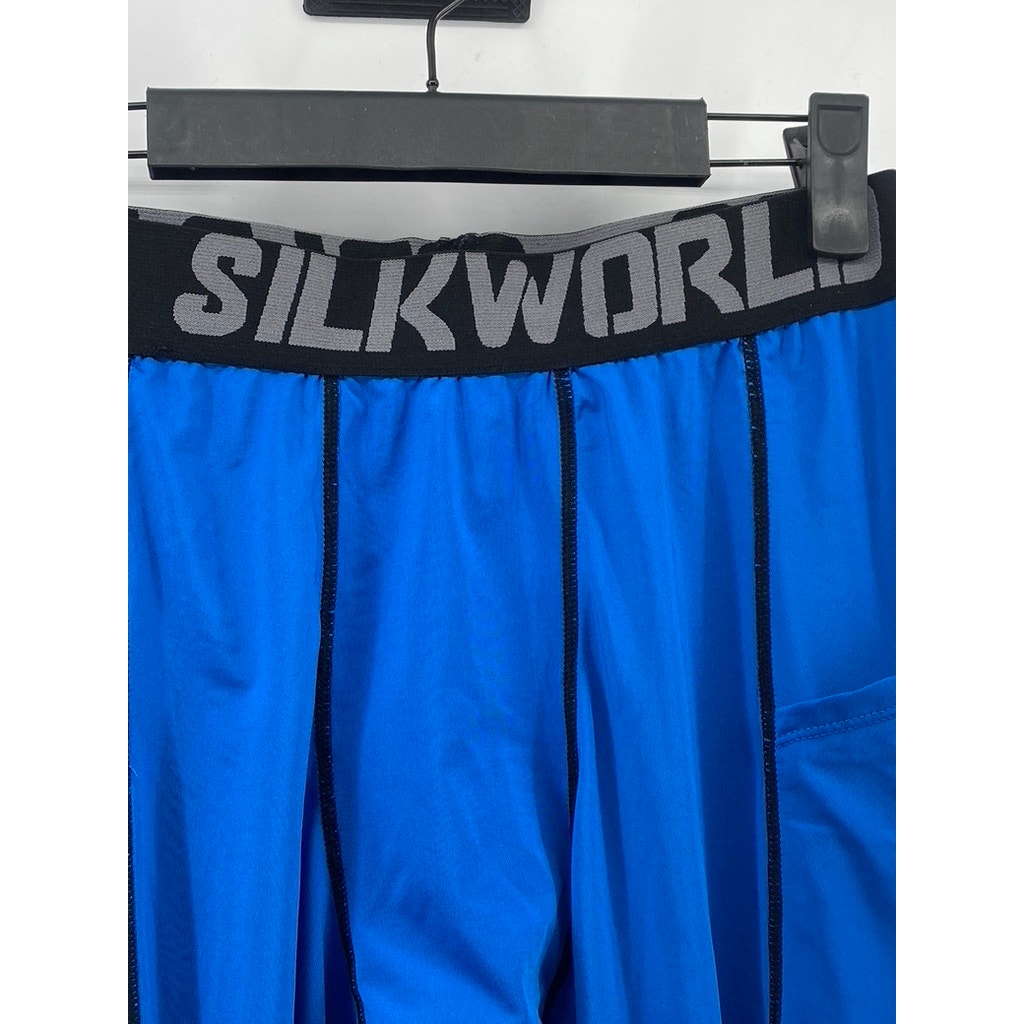 SILKWORLD Pro Men’s Blue-Black Elasticized Waist Compression Pants SZ M
