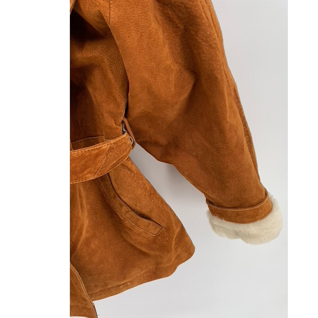 WILSONS THE LEATHER EXPERTS Women's Vintage Cognac Belted Coat SZ L