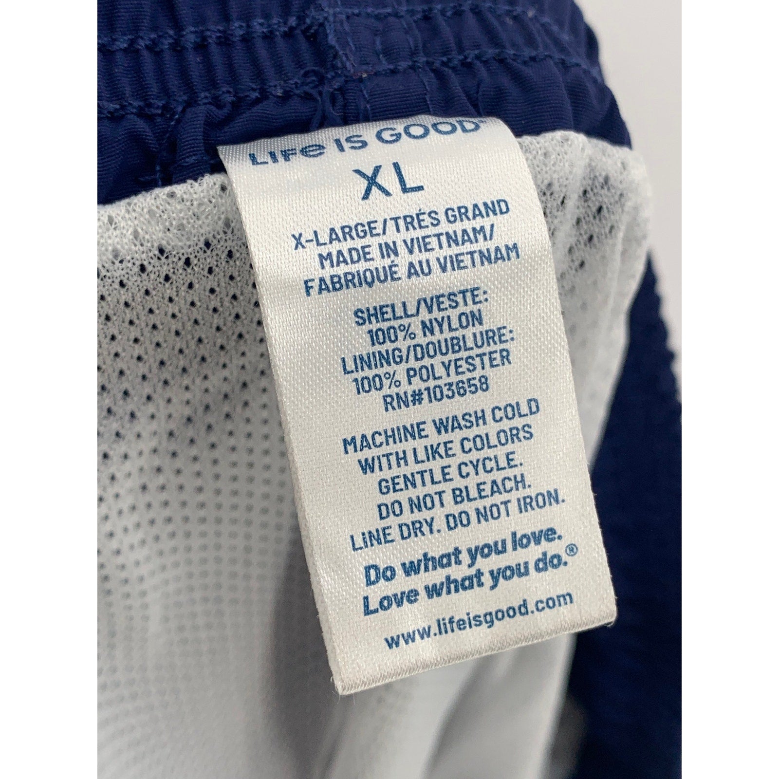 LIFE IS GOOD Men's Navy Nylon Drawstring Mesh Lined Pull-On Board Shorts SZ XL