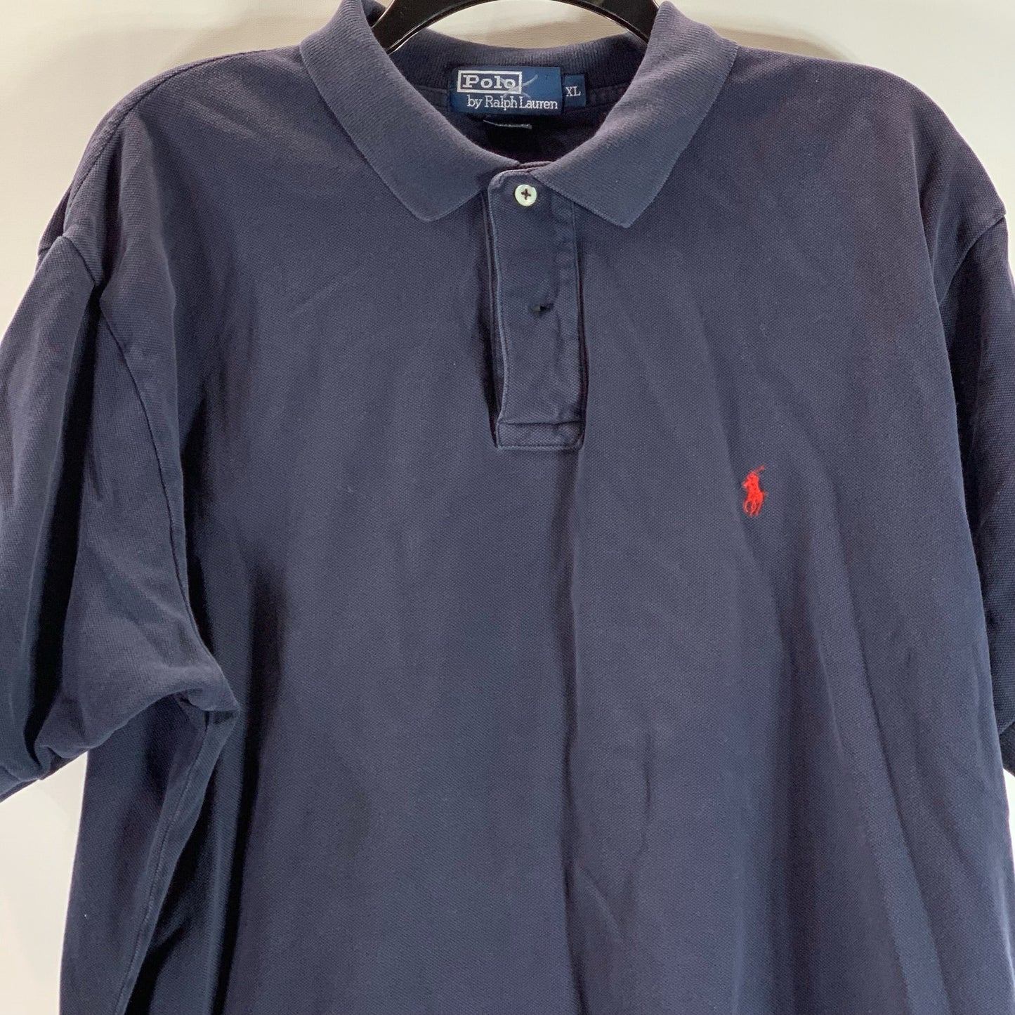 POLO BY RALPH LAUREN Men's Navy Textured Regular-Fit Short Sleeve Polo SZ XL