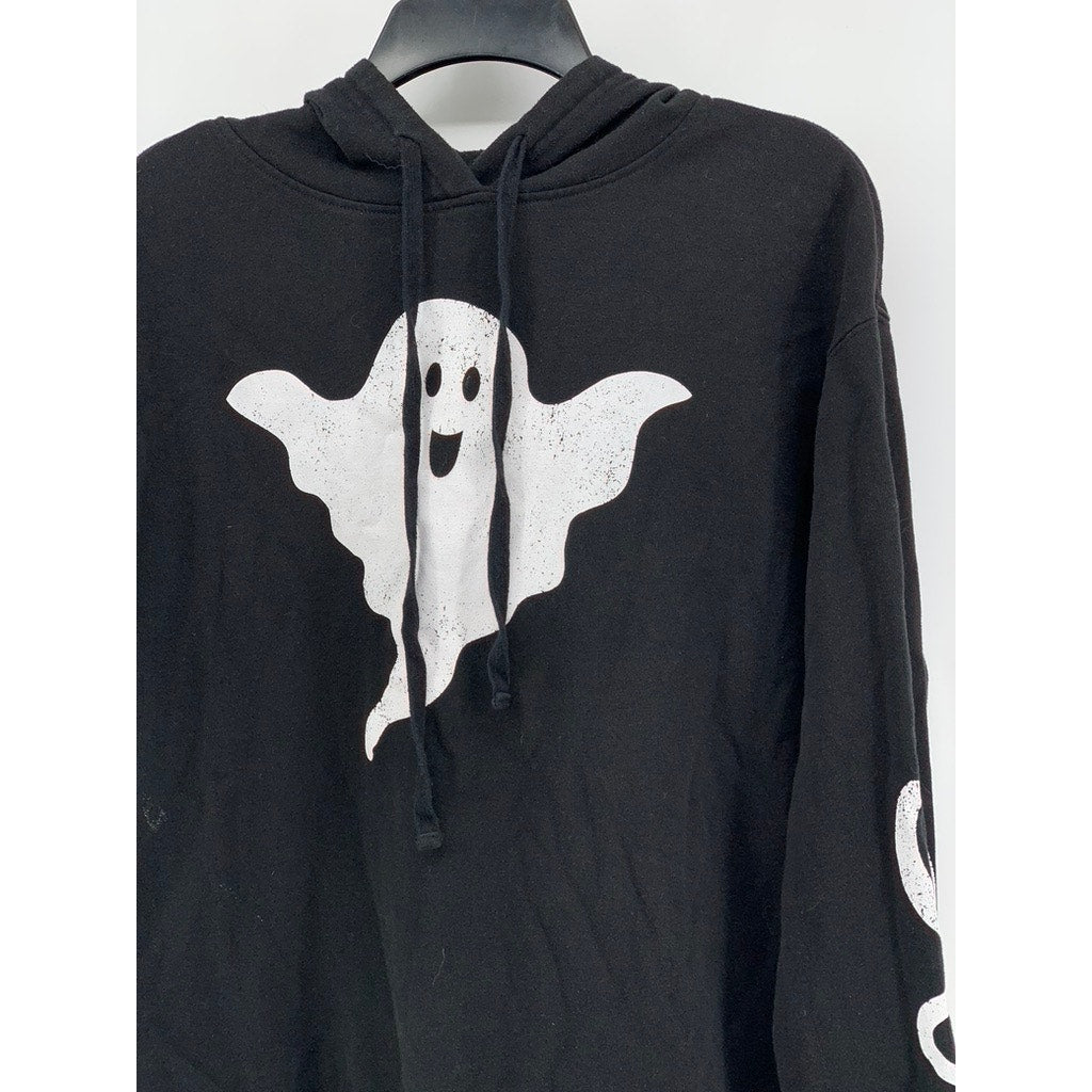 MODERN LUX Women's Black-White Ghost Graphic Hoodie SZ S