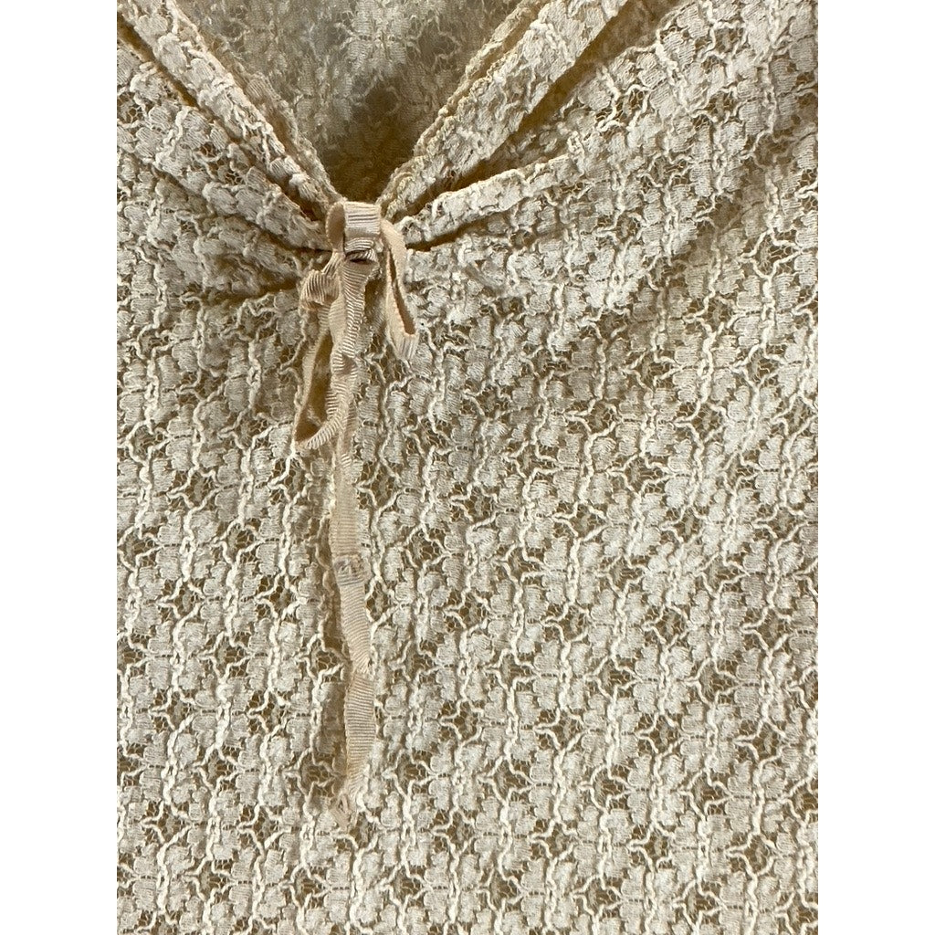 BANANA REPUBLIC Women's Tan Lace Stretch V-Neck Short Sleeve Top SZ M