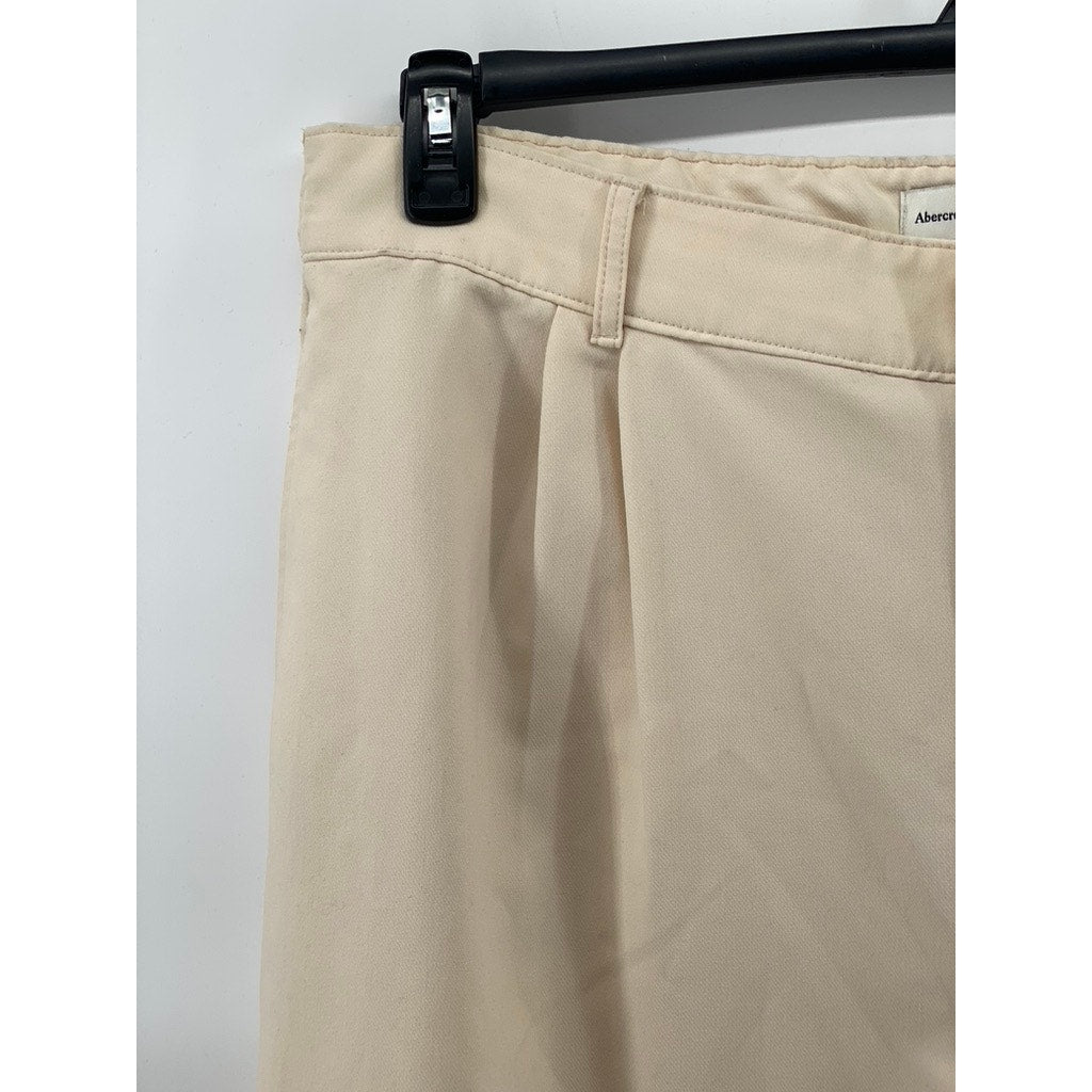 ABERCROMBIE & FITCH Women's Beige Solid Wide-Leg Cropped Pants SZ XL