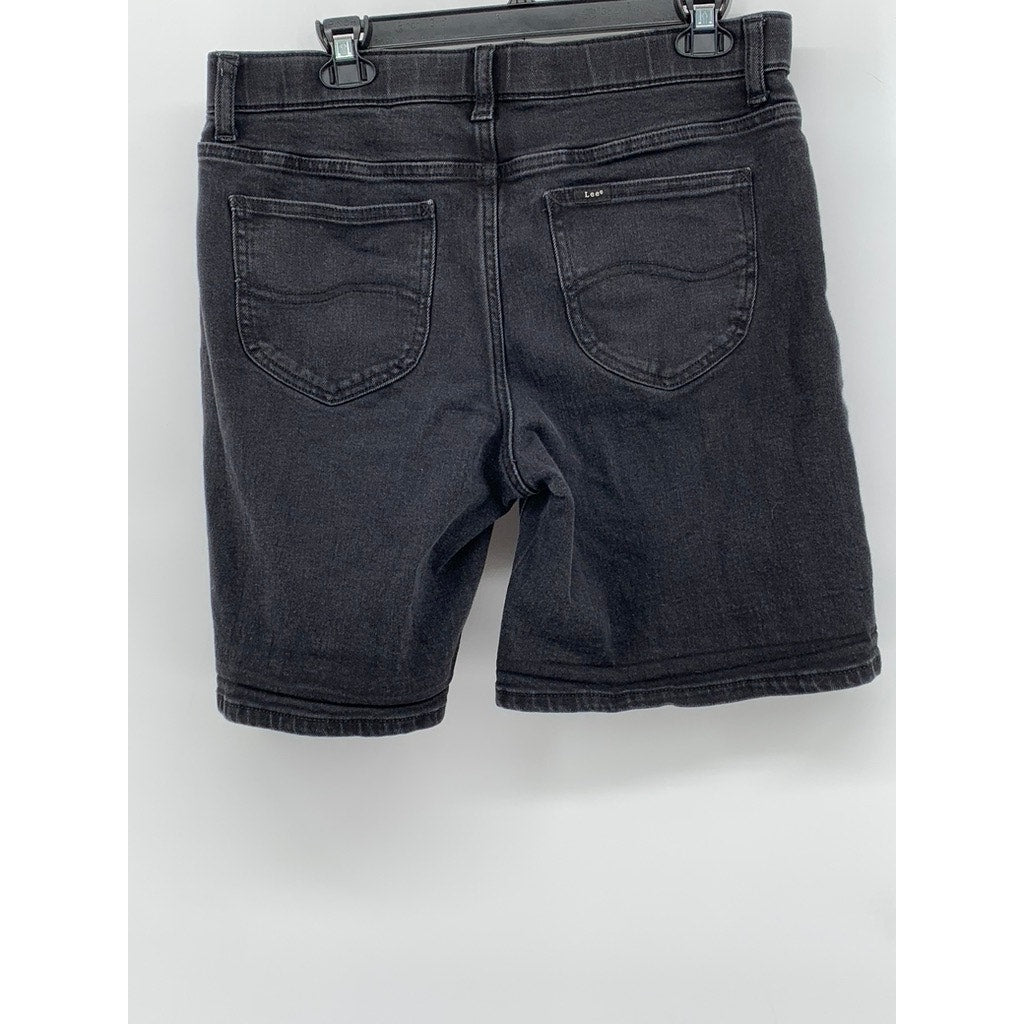 LEE Women's Black Regular-Fit Straight-Leg Mid-Rise Shorts SZ 12