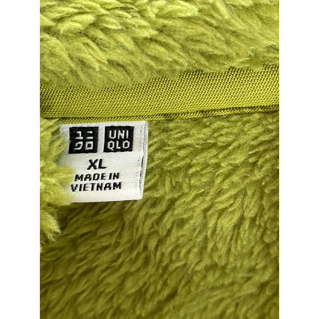 UNIQLO Women's Dark Green Fluffy Yarn Fleece Zip-Up Mock-Neck Jacket SZ XL