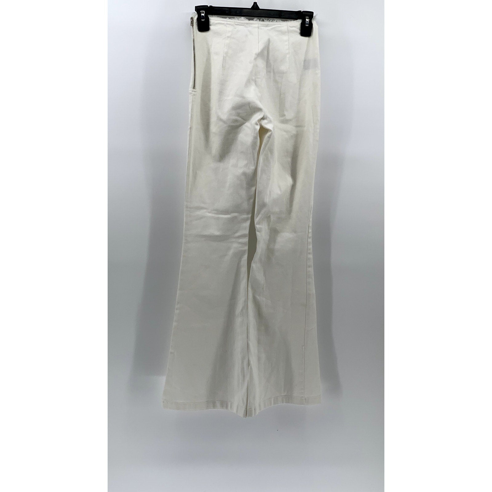 FINESSE Women's White V Frayed Cinched Waist Pull-On Flare Pants SZ XS