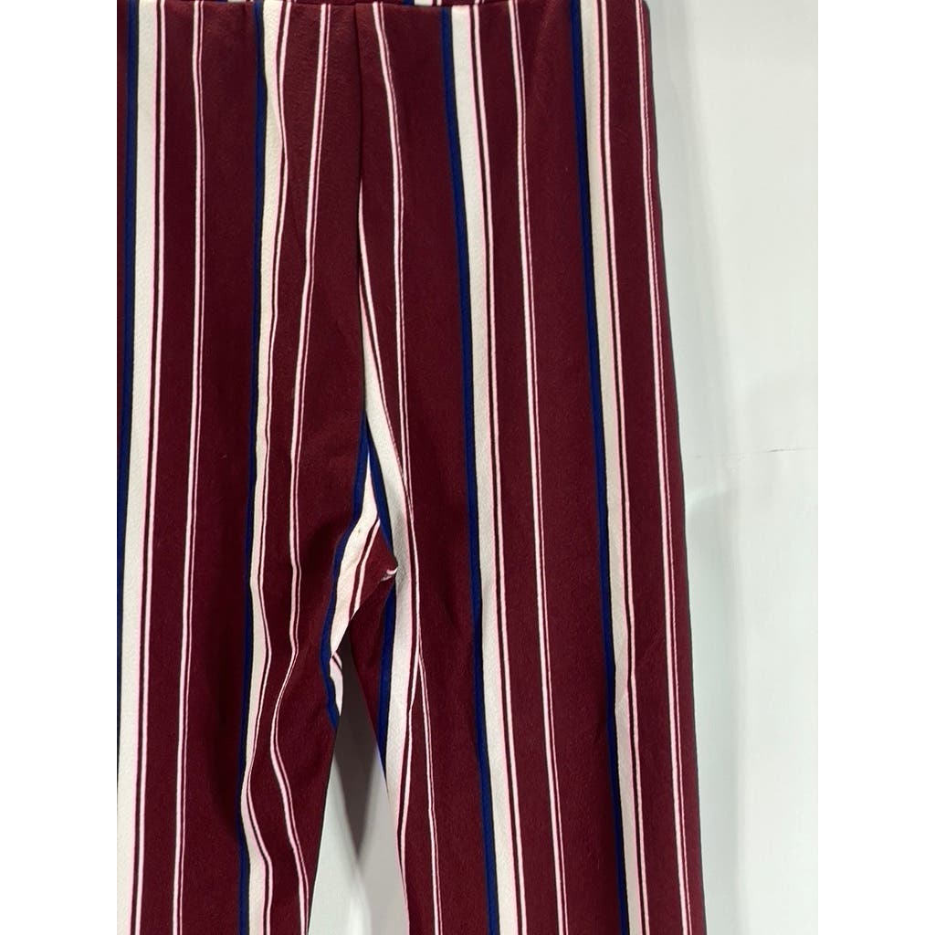 SPARK Women's Burgundy Striped Adjustable Strap Pull-On Pants SZ XL