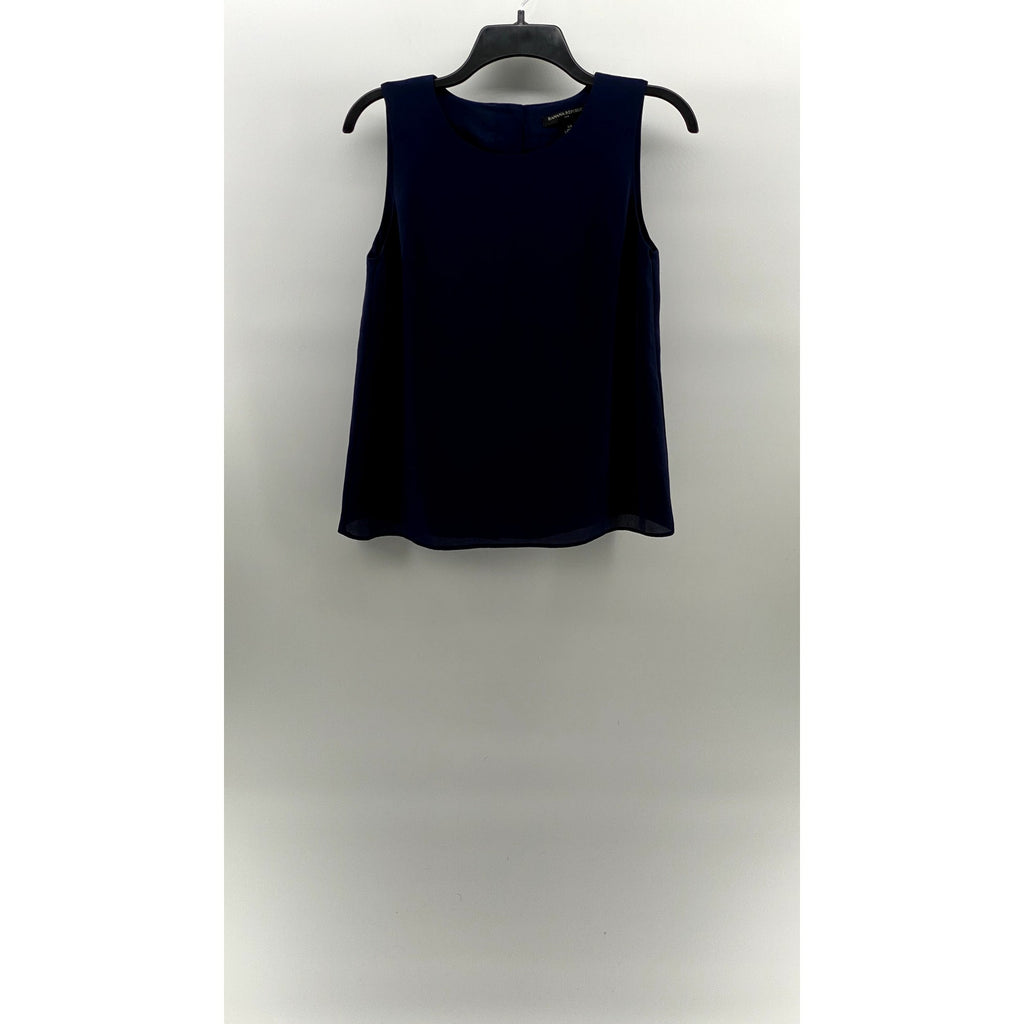 BANANA REPUBLIC Women's Maritime Blue Crewneck Sleeveless Button-Back Top SZ XS