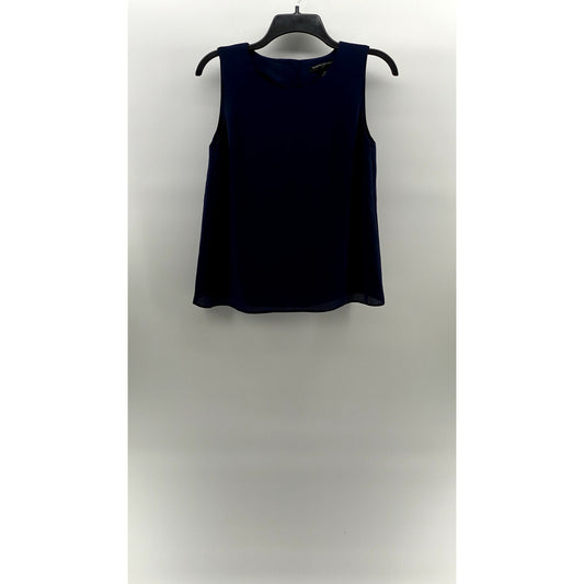 BANANA REPUBLIC Women's Maritime Blue Crewneck Sleeveless Button-Back Top SZ XS