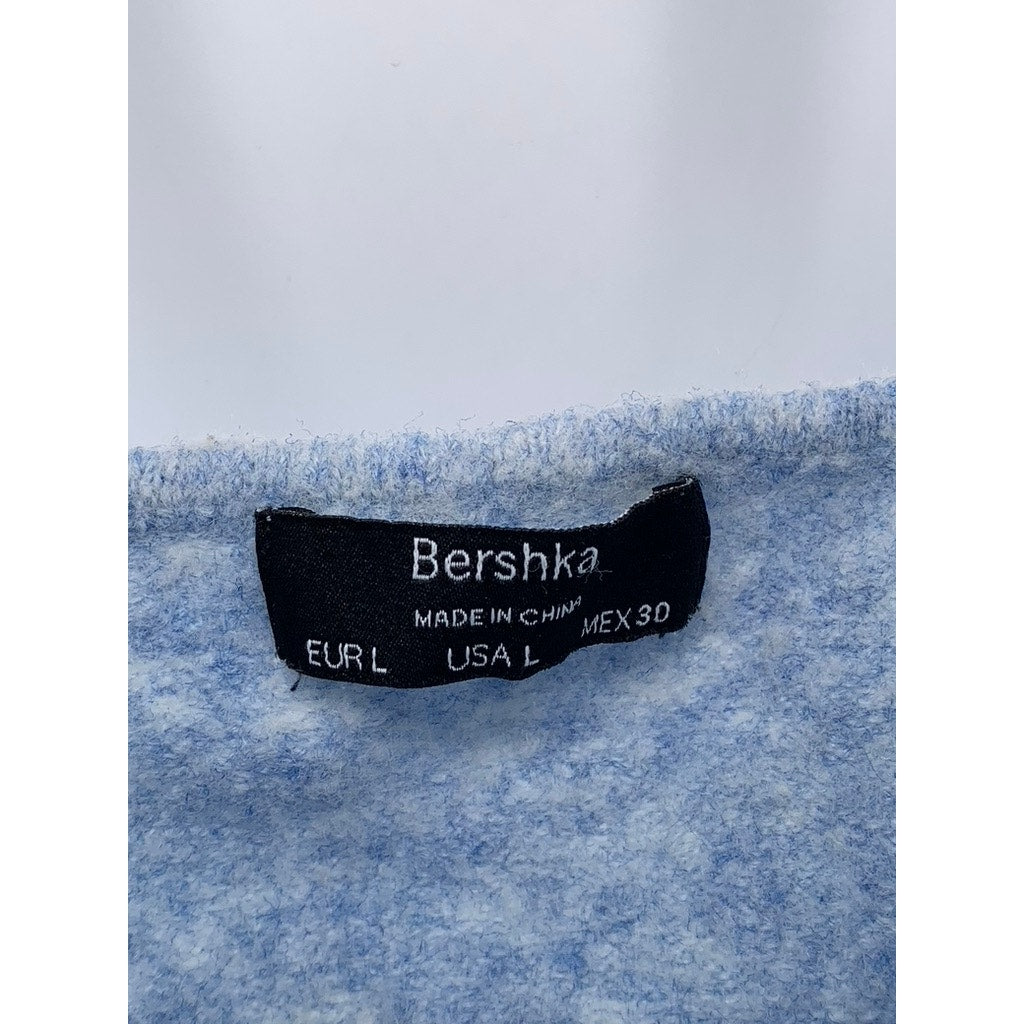 BERSHKA Women's Heather Blue Sweetheart Soft Knit Sleeveless Crop Top SZ L