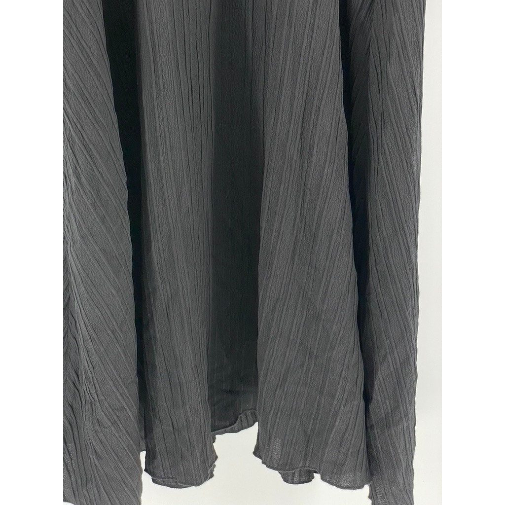 SHEIN Women's Black Ribbed Long-Sleeve V-Neck Maxi Dress SZ 12