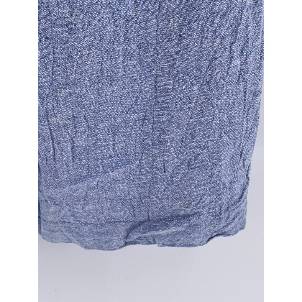 CABLE & GAUGE STUDIO Women's Blue Linen-Blend Wide-Leg Pants SZ S