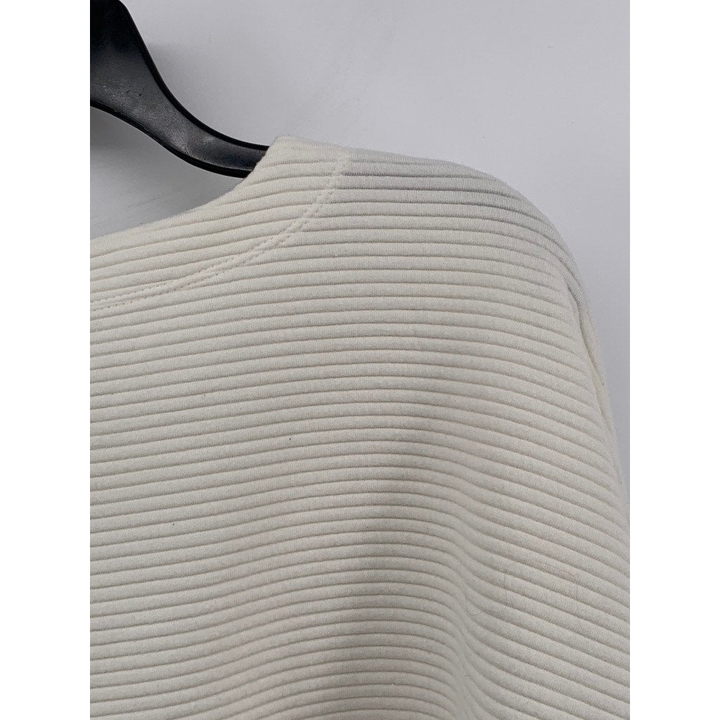 A NEW DAY Women's Off-White Ribbed Crewneck Pullover Sweatshirt SZ XL