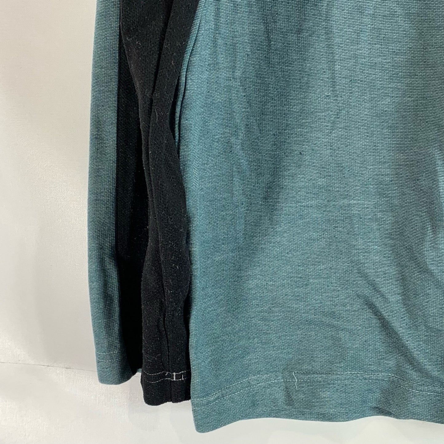 ADIDAS Men's Black/Teal Colorblock Athlete ID Crewneck Long Sleeve T-Shirt SZ L