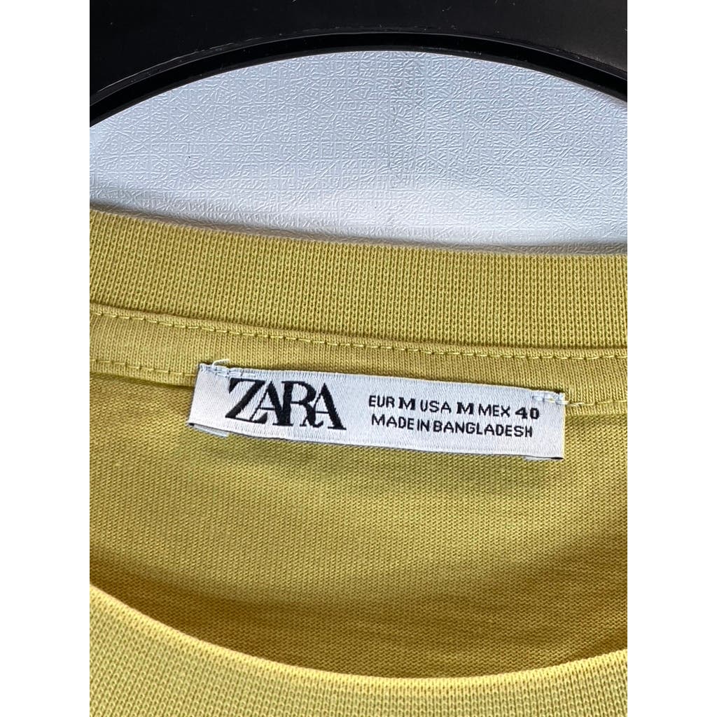 ZARA Men's Yellow Relaxed-Fit Crewneck Short Sleeve T-Shirt SZ M