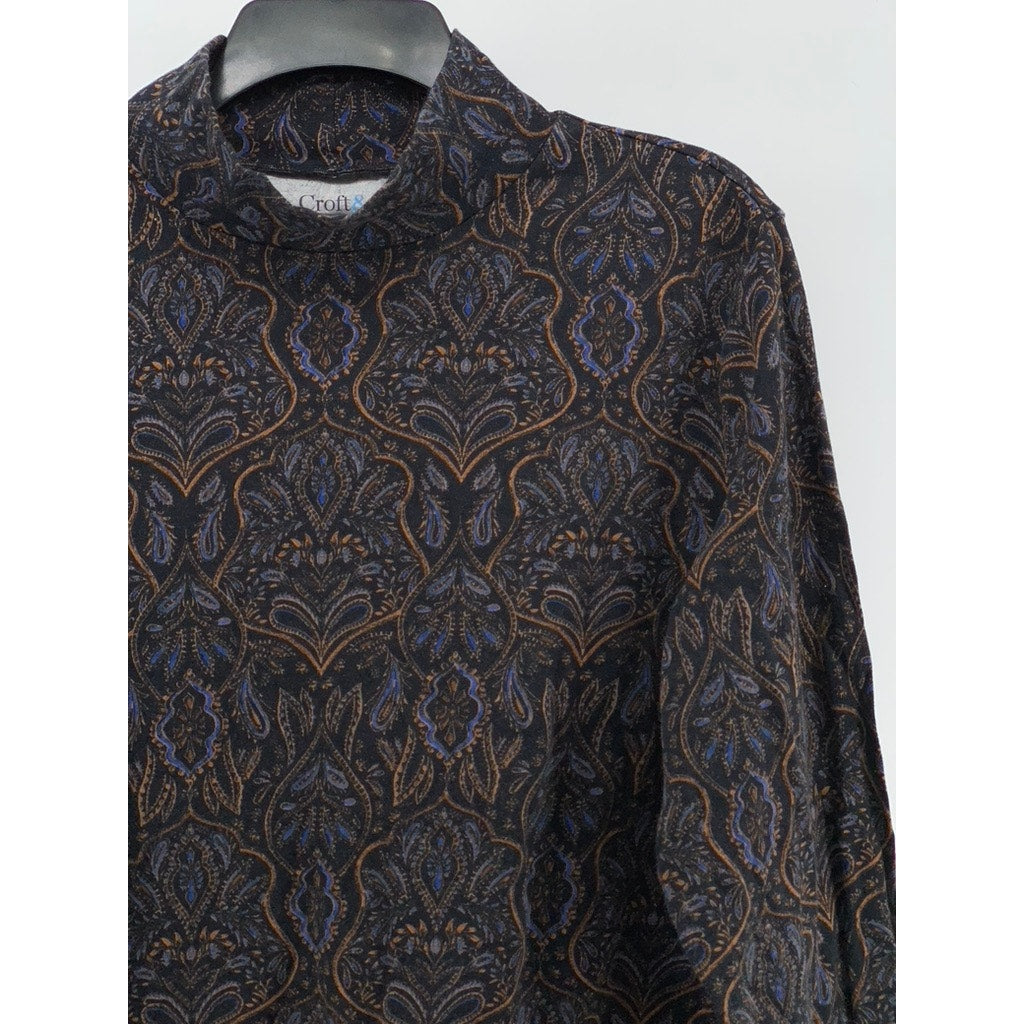 CROFT & BARROW Women's Black Paisley Printed Long Sleeve Mock-Neck Top SZ XXL