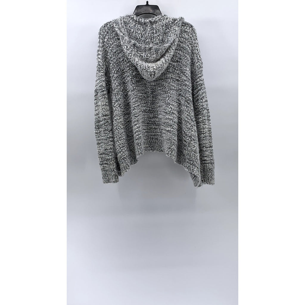 MUDD Women’s Marled Gray Knit Open-Front Hooded Cardigan SZ M