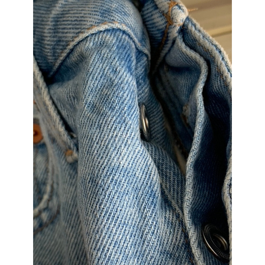 MADEWELL Women's Blue Denim Frayed Baggy Bermuda Shorts SZ 23