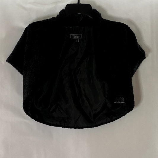 DRESSBARN COLLECTION Women's Black Faux-Fur Open-Front Shawl SZ M