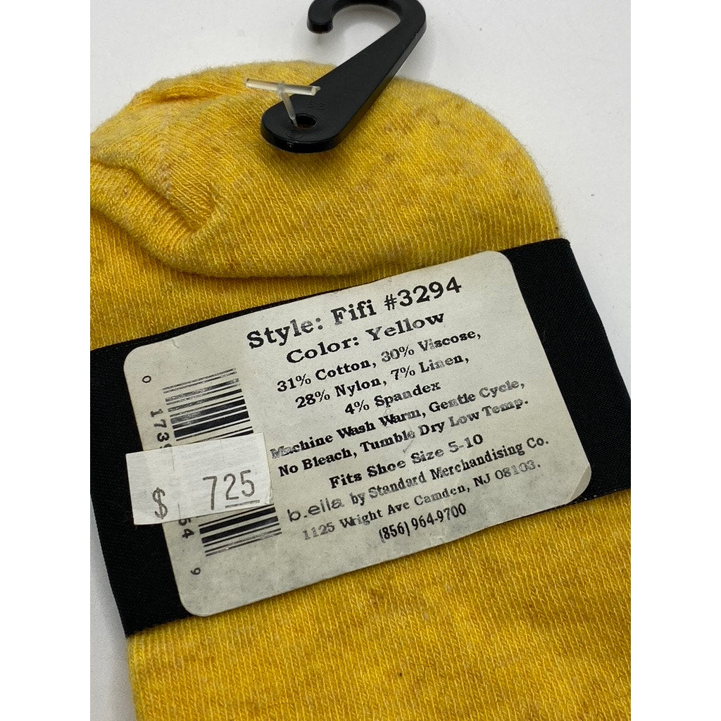 B.ELLA Women's Yellow Knit Cotton-Blend Solid Fifi Ankle Socks SZ OS