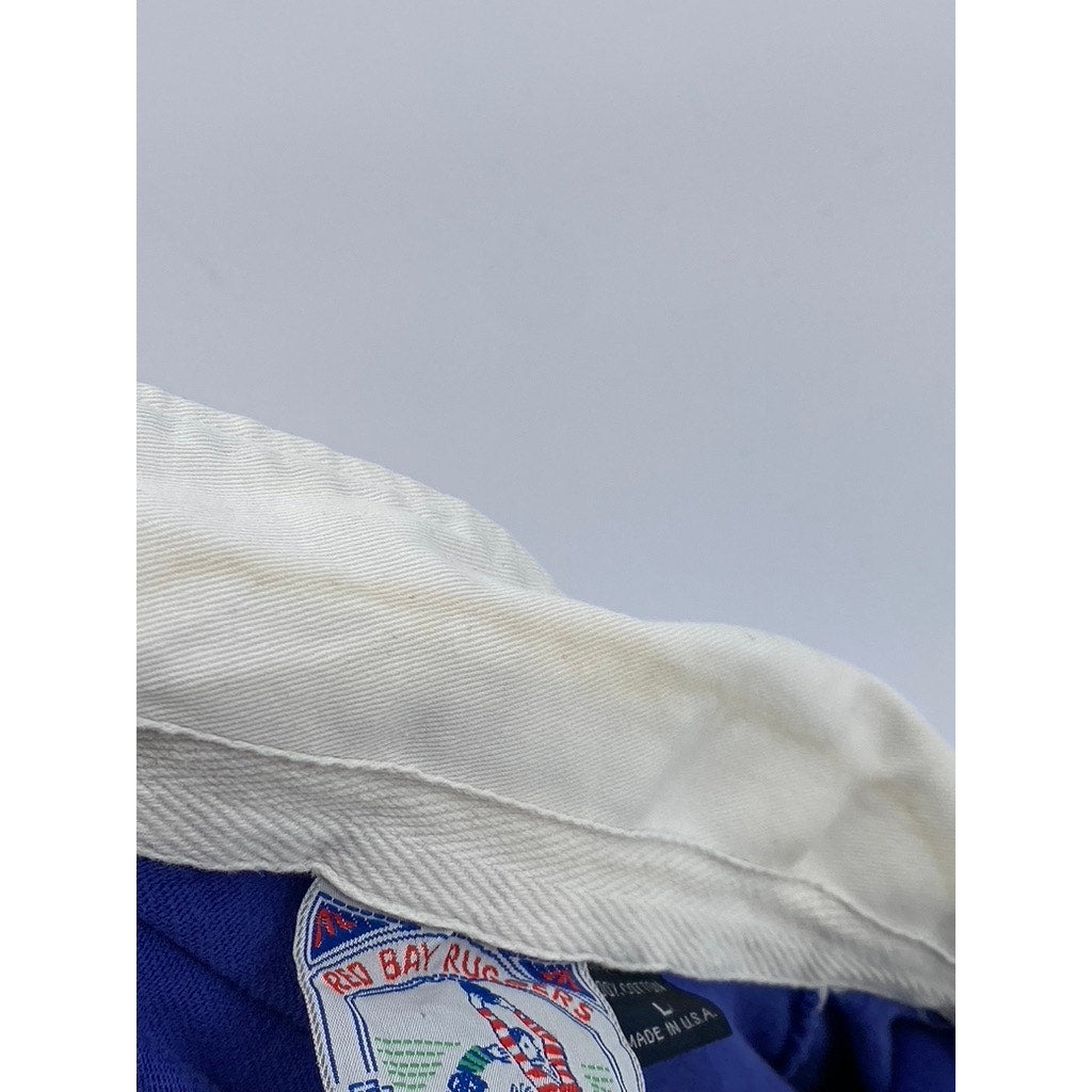 RED BAY RUGGERS BY BERKLEY Men's Vintage Royal Blue-Red Striped Polo Shirt SZ L