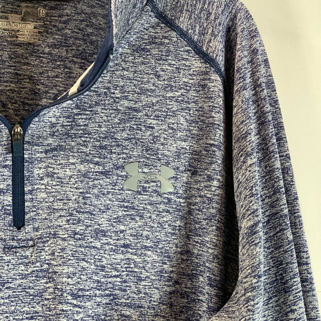 UNDER ARMOUR Men's Blue Pepperdine Waves Quarter-Zip Loose-Fit Shirt SZ XL