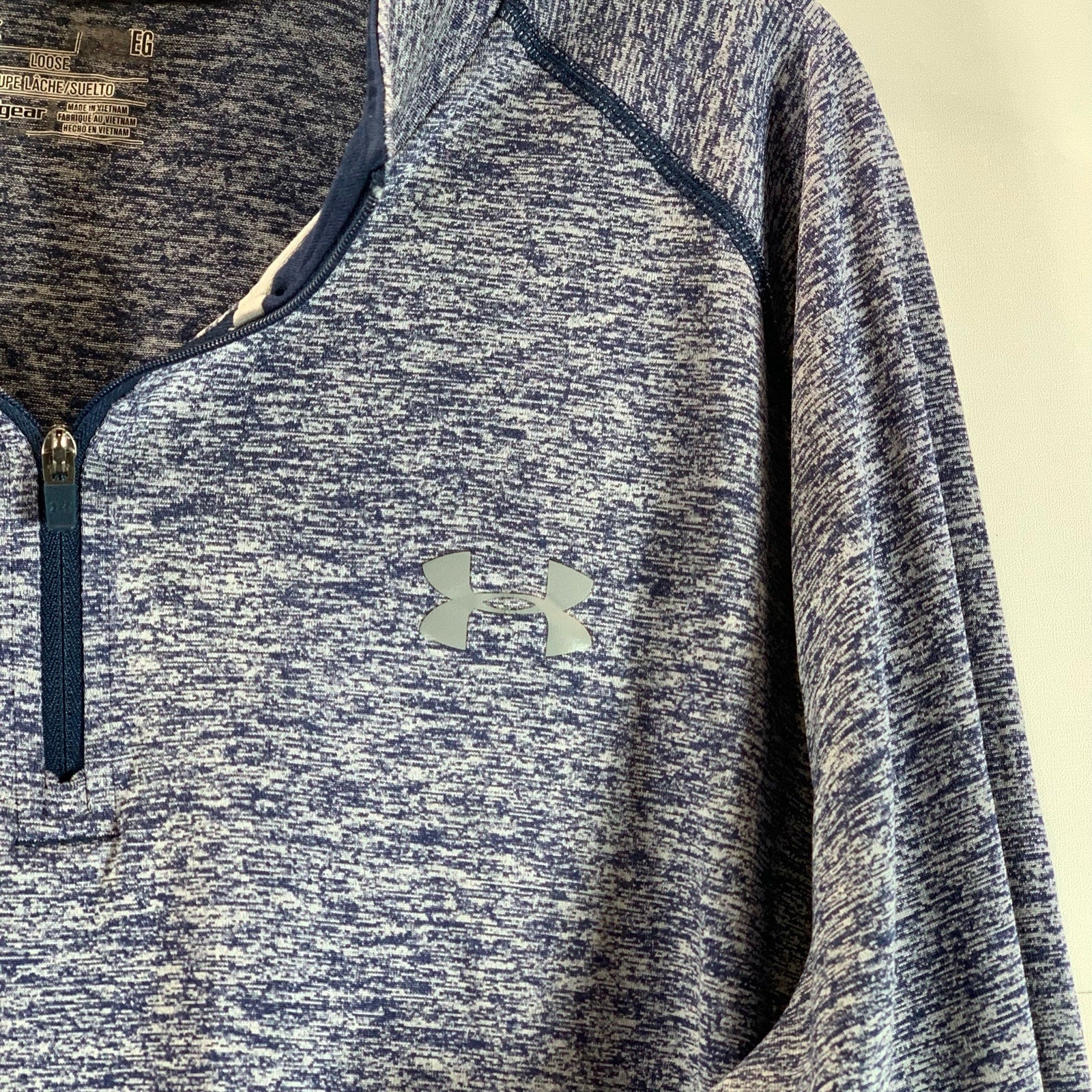 UNDER ARMOUR Men's Blue Pepperdine Waves Quarter-Zip Loose-Fit Shirt SZ XL