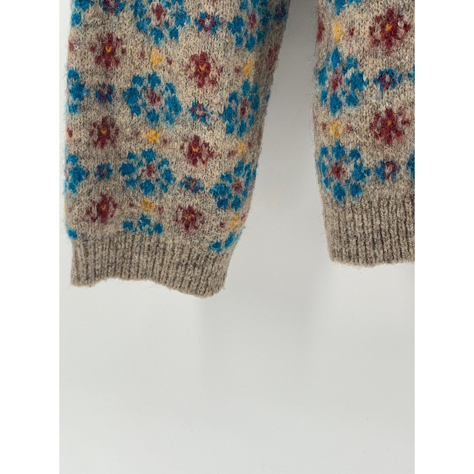 UNIQLO Ines De La Fressange Women's Beige-Blue Jacquard Button-Up Cardigan SZ S