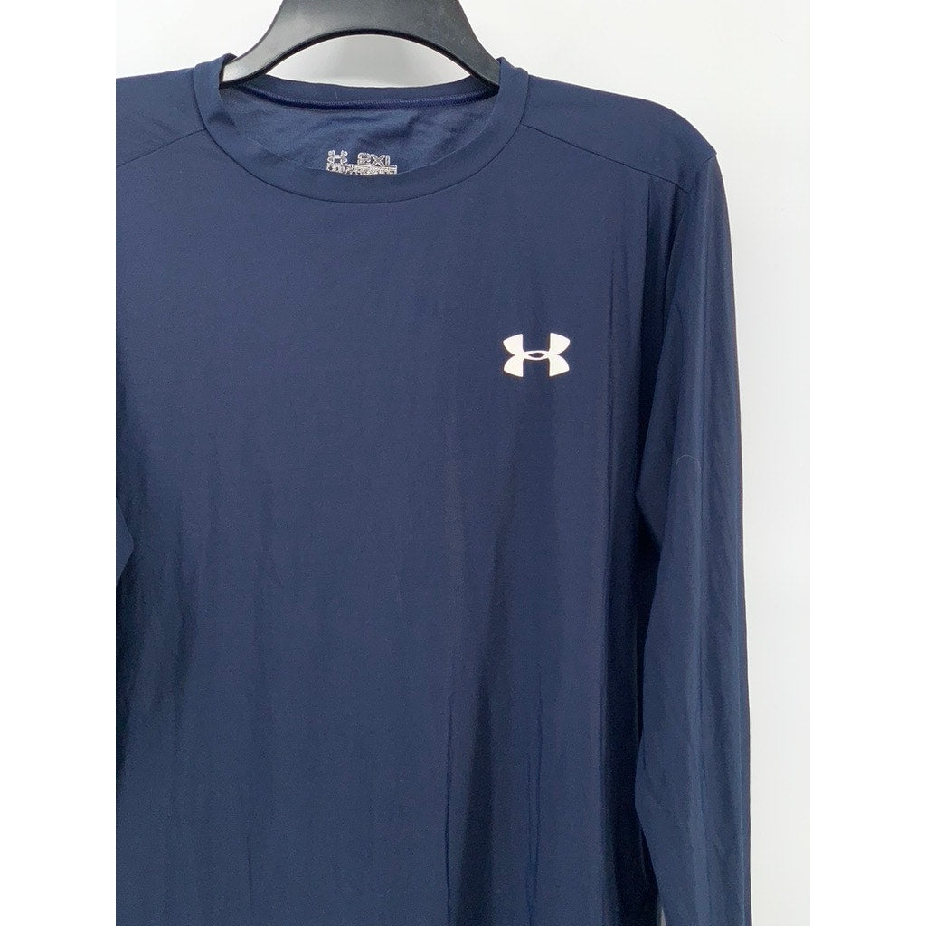 UNDER ARMOUR Men’s Navy Compression Crewneck Long Sleeve T-Shirt SZ 2XL