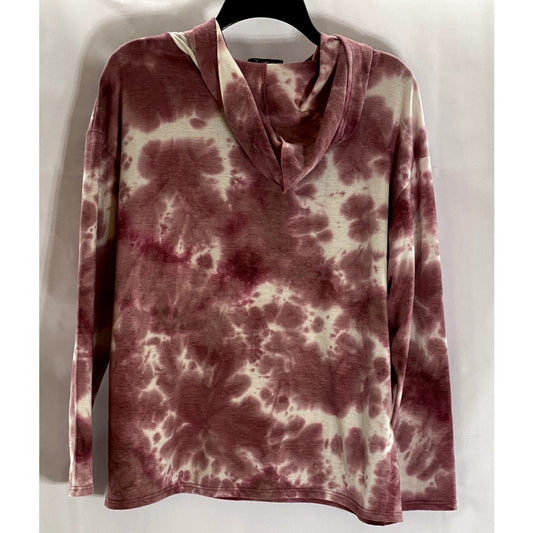 BLVD Women's Red/Beige Tie-Dye Pocketless Pullover Hoodie SZ M