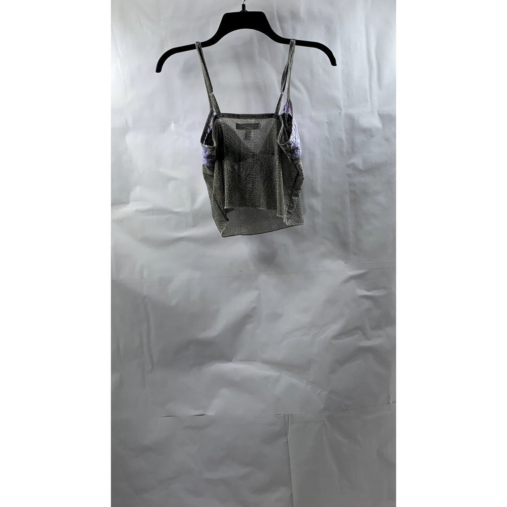 URBAN OUTFITTERS Women's Gray-Lilac Lace-Front V-Neck Spaghetti Strap Top SZ M