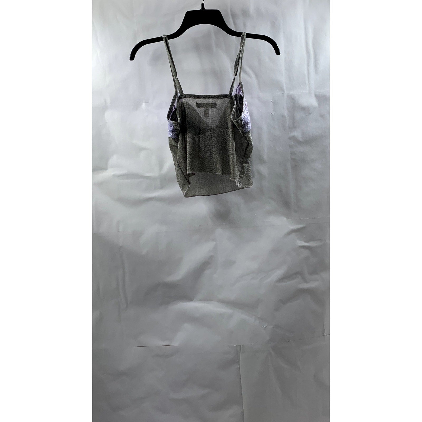 URBAN OUTFITTERS Women's Gray-Lilac Lace-Front V-Neck Spaghetti Strap Top SZ M