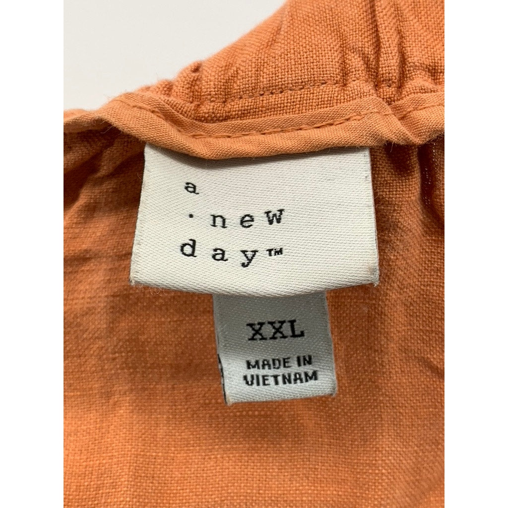 A NEW DAY Women’s Burnt Orange Linen-Blend Maxi Skirt SZ 2XL