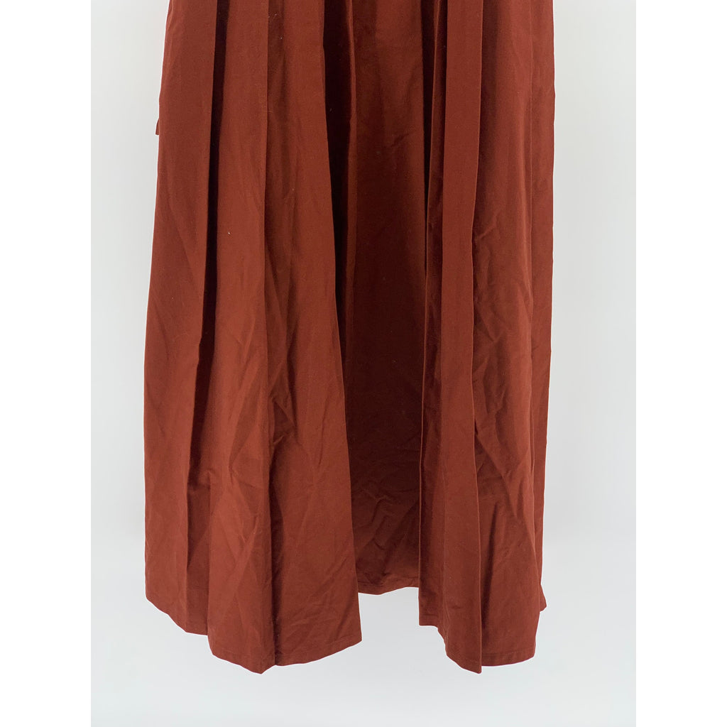 FUTURE COLLECTIVE Women's Rust Orange Scoop-Neck A-Line Belted Midi Dress SZ 2